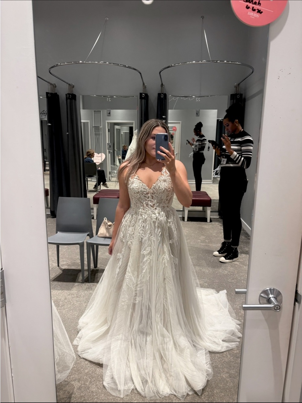 David's Bridal Ivory Lace A-Line Bridal Gown